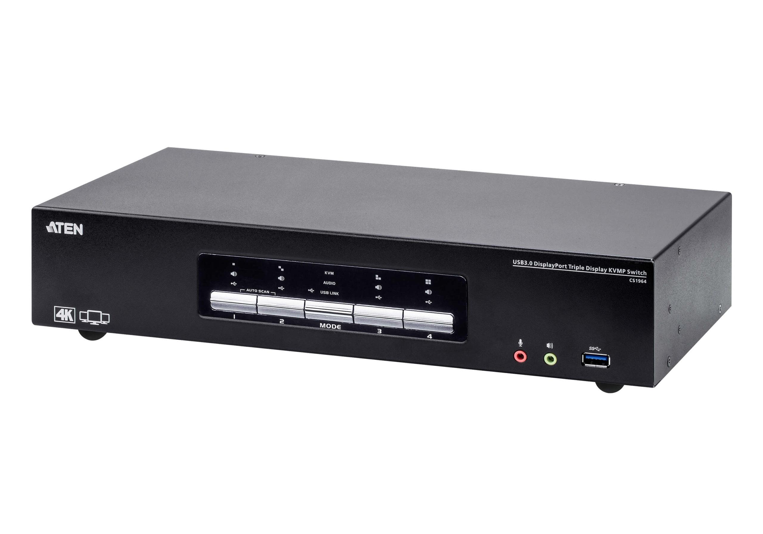 CS1964 Aten 4-Port USB 3.0 4K Triple View DisplayPort KVMP Switch