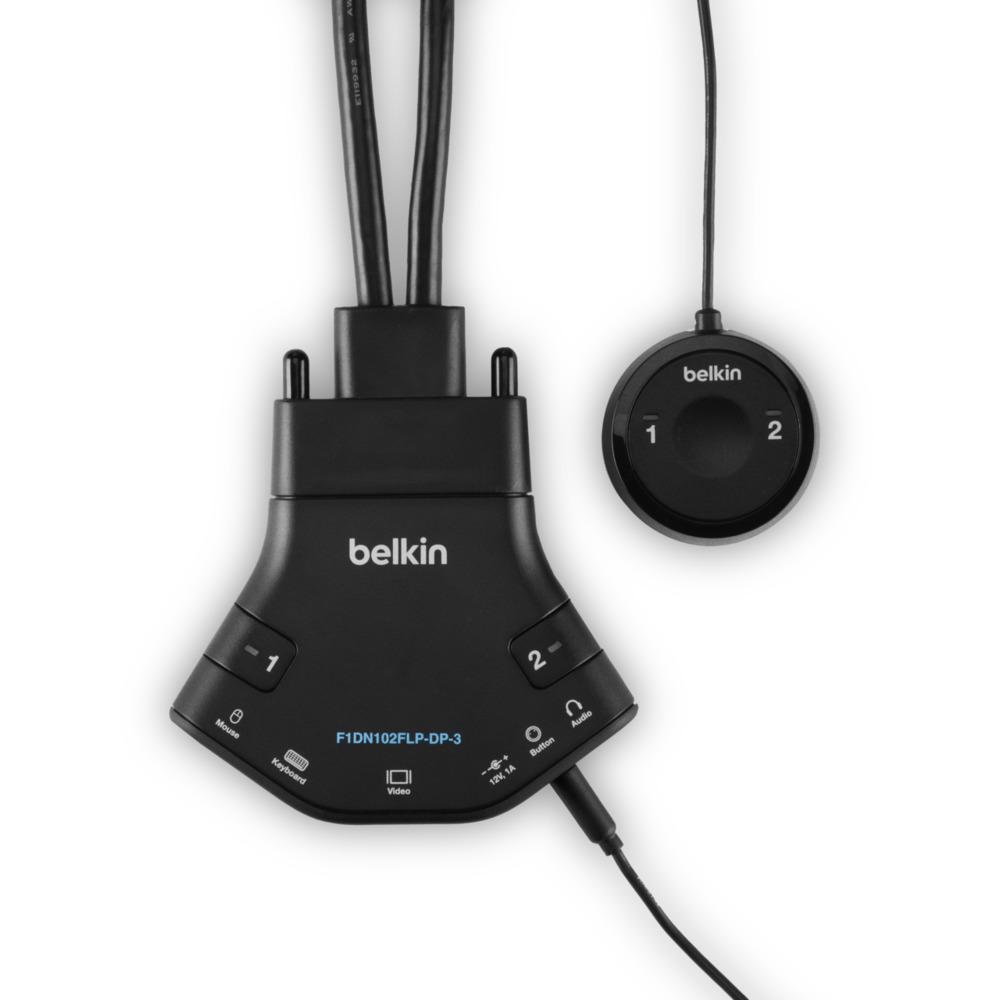 F1dn102flp Dp 3 Belkin Secure Flip 2 Port Dp To Dp Kvm W Audio And Remote Controller Kvm Solutions