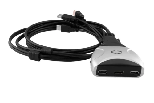 DSK-2H is a 2-port KVM switch with 4K HDMI video and stereo audio connector