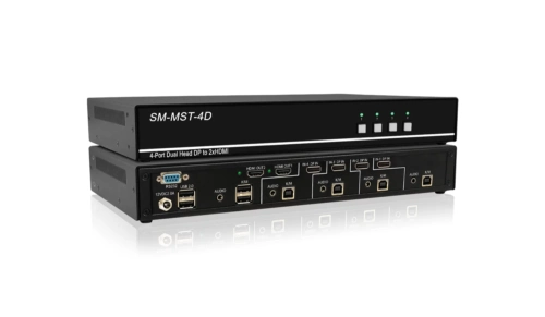 SM-MST-4D 4-Port Dual-Head DP MST KVM Switch with USB 2.0 & Audio