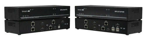 SmaryAVI DPX-XT-4P is a Quad-Head 4K DisplayPort with USB 2.0 KVM extender