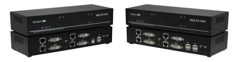SmartAVI SDX-XT-4P extend digital video quad head DVI-D 1920×1200, USB 2.0, USB Keyboard/Mouse and Audio up to 500 ft over four CAT5/6 uncompressed