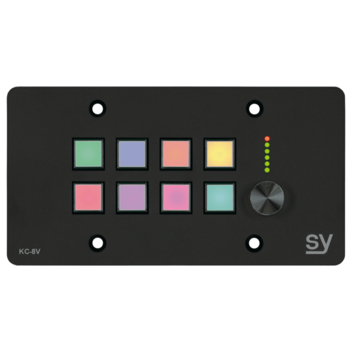 SY-KC8VE-A-UK SY Electronics 8-button keypad controller with rotary volume control in brushed aluminium