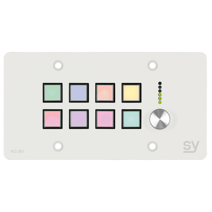 SY-KC8VE-W-Uk SY Electronics 8-button keypad controller with Ethernet & rotary volume control in White