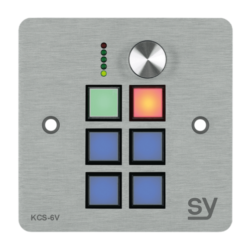 SY Electronics SY-KCS6V-A-UK 6-button keypad controller with volume control in brushed aluminuim